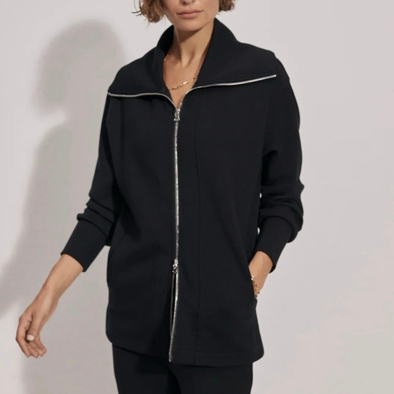 Varley Raleigh Zip-Through Sweat in black size xs