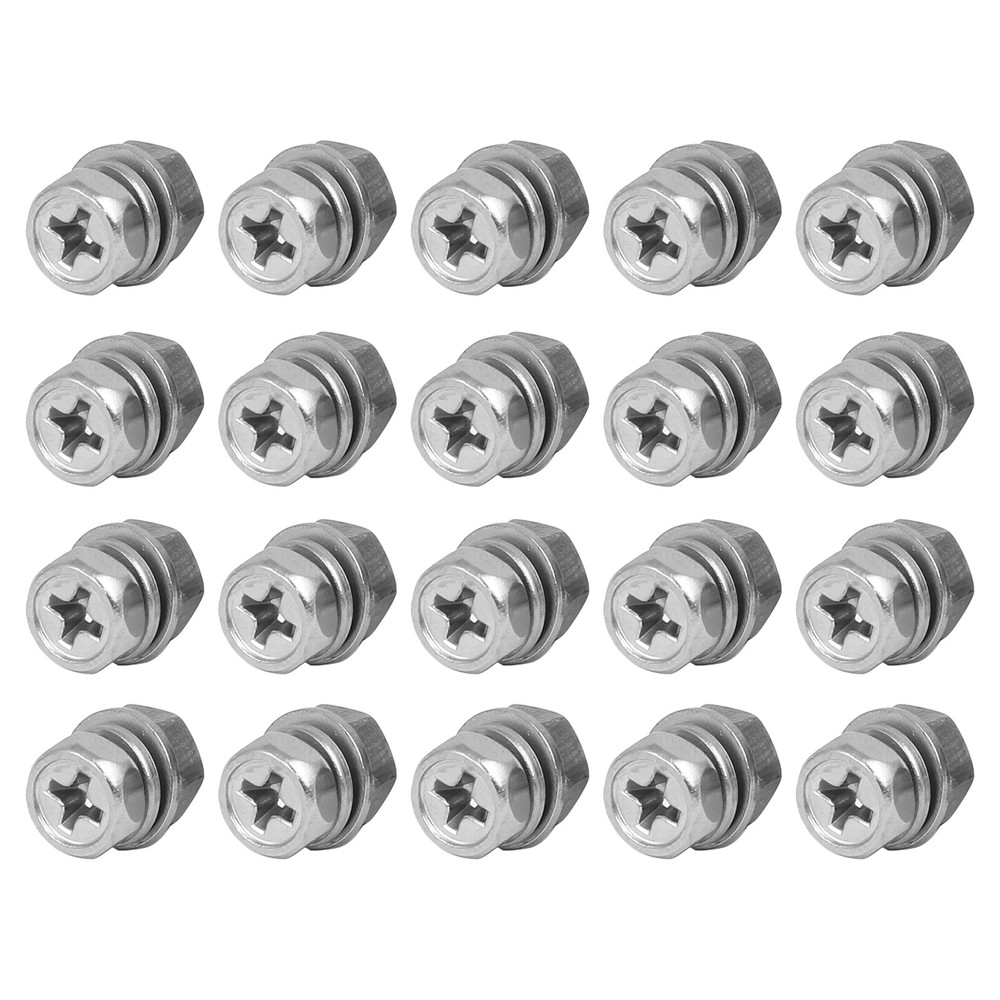 20Set M5x10mm Hex Head Fully Threaded Screw Bolts Nut with Flat and Lock Washers