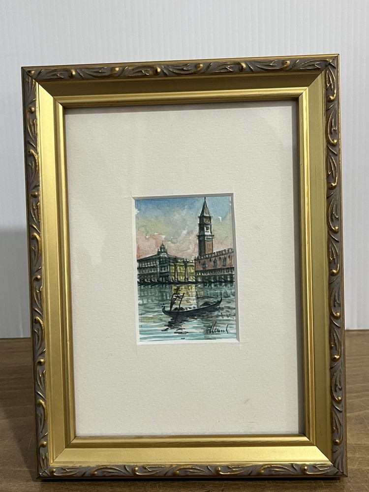 Vintage Framed And Signed Water Color Painting Of A Venetian Canal Scene