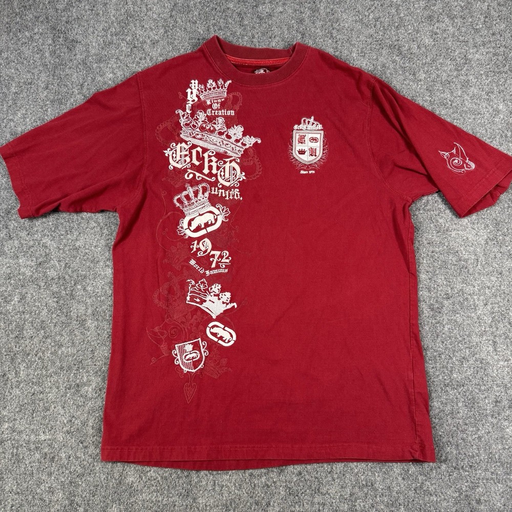 🦏 VTG Ecko Unltd Shirt Mens XL Red Y2K Hip Hop Rhino Streetwear