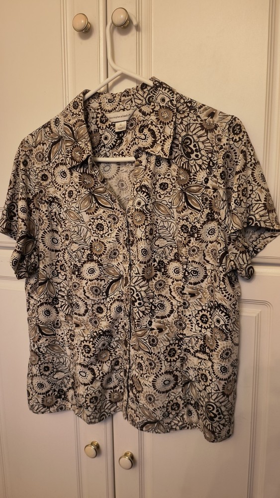 Christopher Banks Button Up Blouse Boho Shirt Adult Women's Size XL (C11