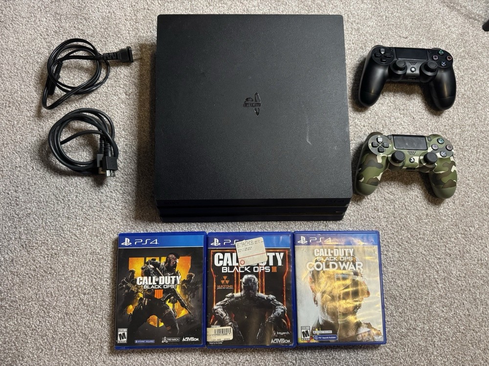 Sony PlayStation 4 Pro Game Console Bundle 1 TB 3 Games 2 oem controllers Tested
