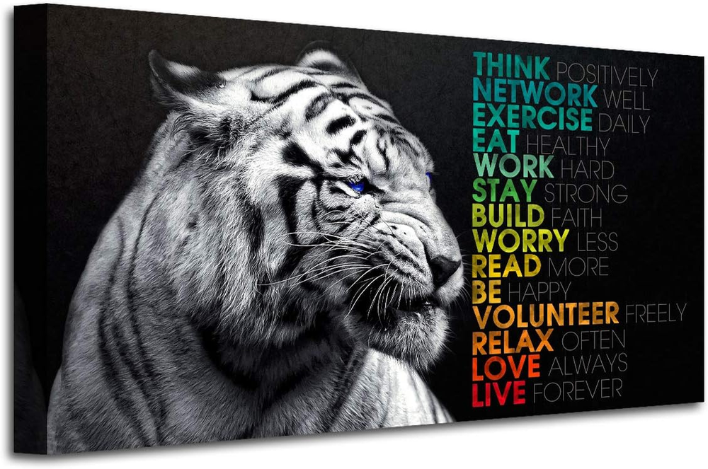 Animal Tiger Canvas Wall Art,Motivational Quotes Motto Inspirational Picture Can