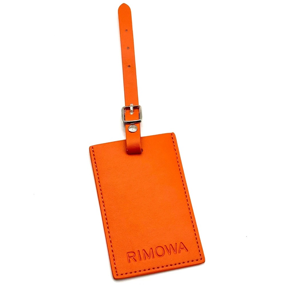 Rimowa Orange Leather Luggage Tag – Luxury Travel Bag Accessory Collectors Gift