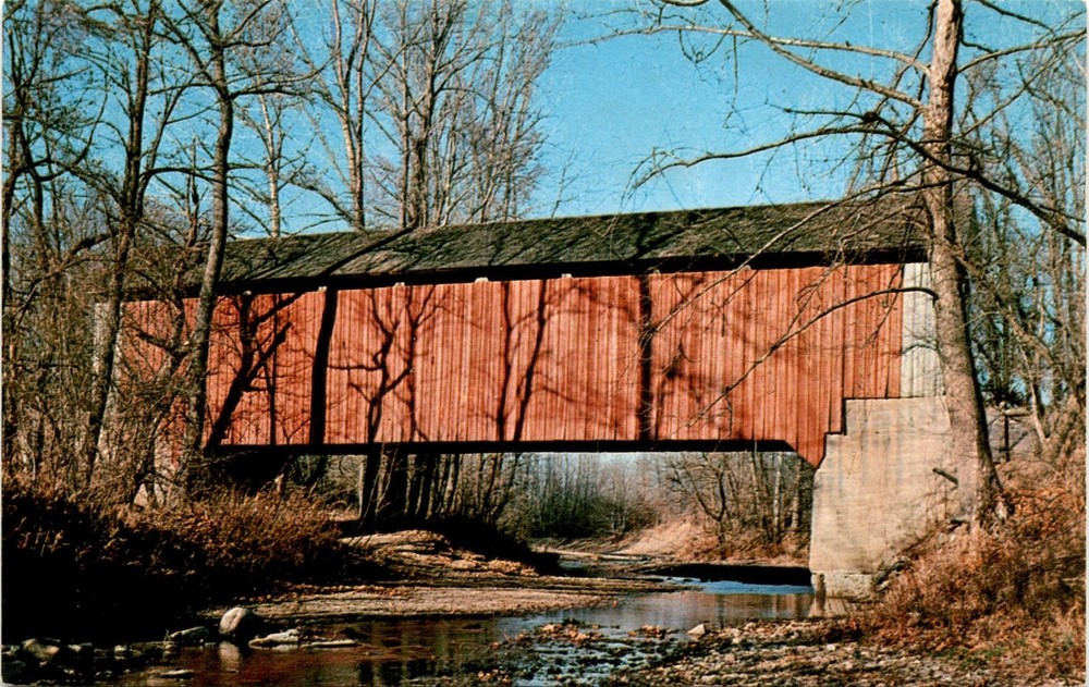 Bowsher Ford Bridge, Mill Creek, Parke County, Western Indiana, Postcard