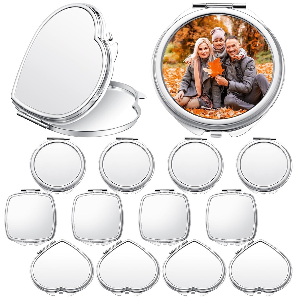 Jetec 12 Pcs Sublimation Blanks Small Compact Mirror Bulk Folding Pocket Make...