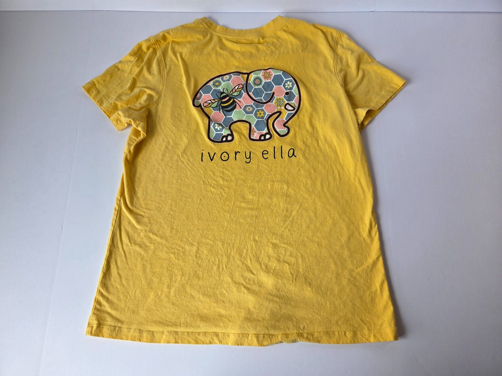Ivory Ella Women’s Large Yellow Bee Elephant Graphic T Shirt Short Sleeve