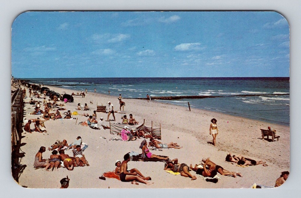 Palm Beach FL-Florida, Bathing and Sun Tanning, Antique Vintage Postcard