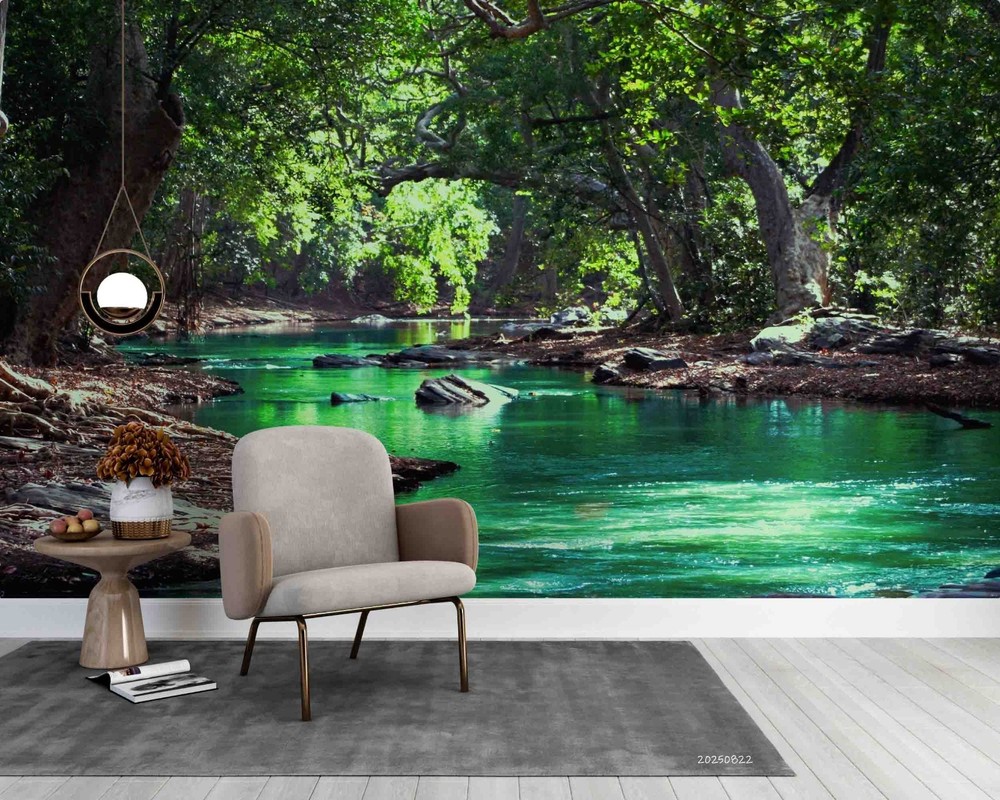 3D Forest River Landscape Wall Murals Wallpaper Murals Wall Sticker 2