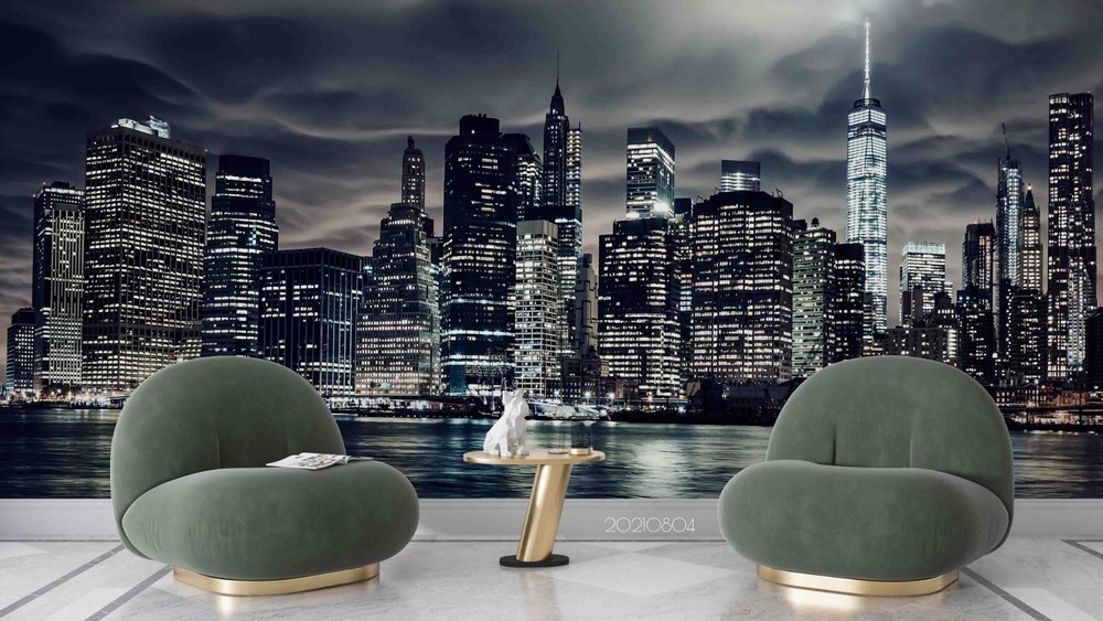 3D New York City Night Scene Wall Murals Wallpaper Murals Wall Sticker