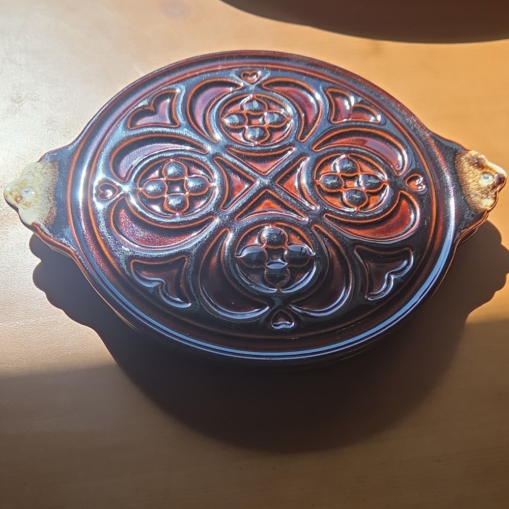 Pfaltzgraff Ceramic Trivet Brown Abstract Vintage Glossy 518 Medium