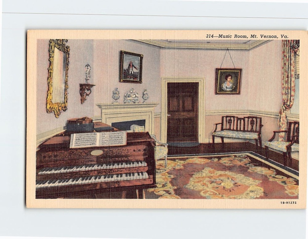 Postcard Music Room Mt. Vernon Virginia USA