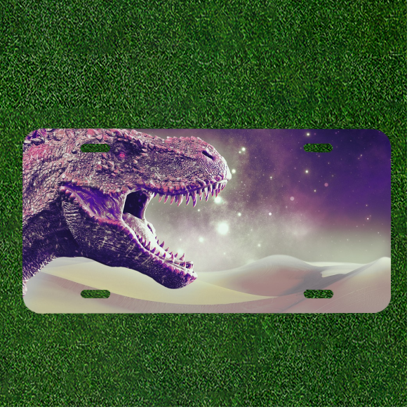Custom Personalized License Plate Auto Tag With Amazing Dinosour Roaring Design