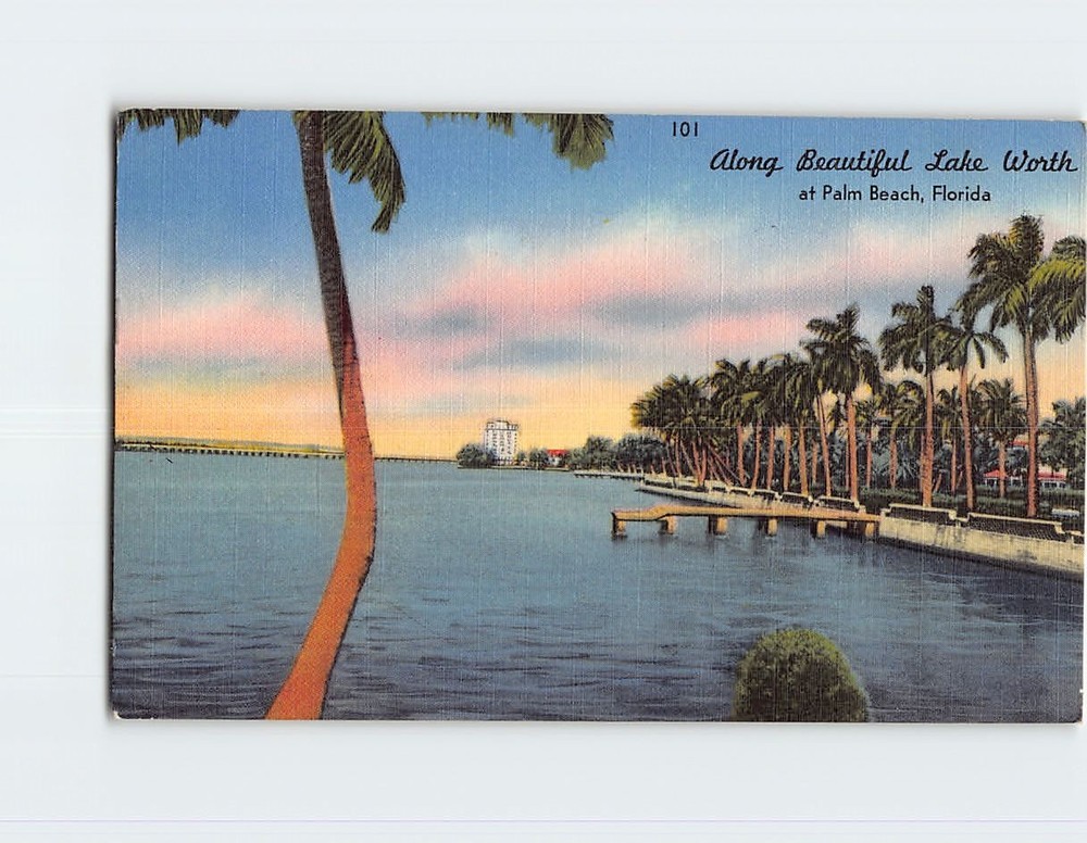 Postcard Along the Beautiful Lake Worth at Palm Beach Florida USA
