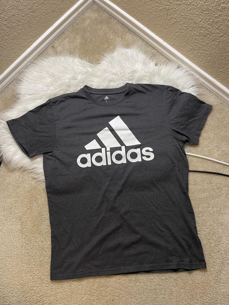 adidas Golf T-Shirt Men Size Large Gray Big Logo Graphic Tee