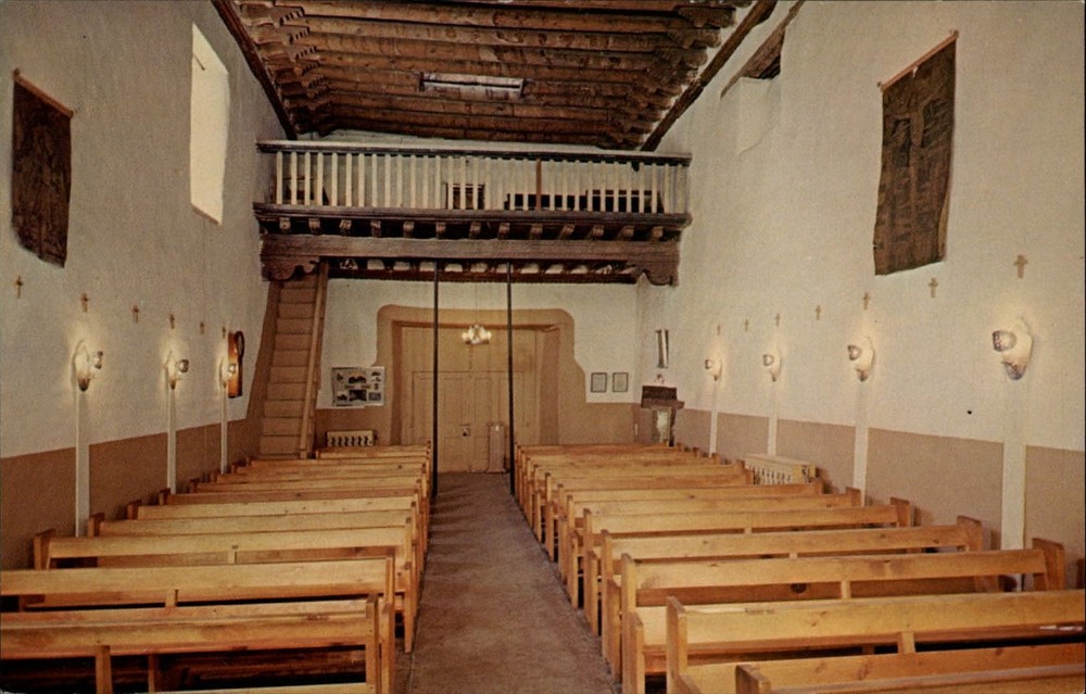 Choir Loft San Miguel Church Santa Fe New Mexico ~ 1950-60s vintage postcard