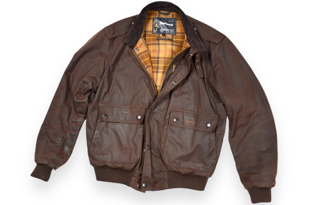 Men's Barbour Flyer Wax Jacket Brown A955 England Classic Size L