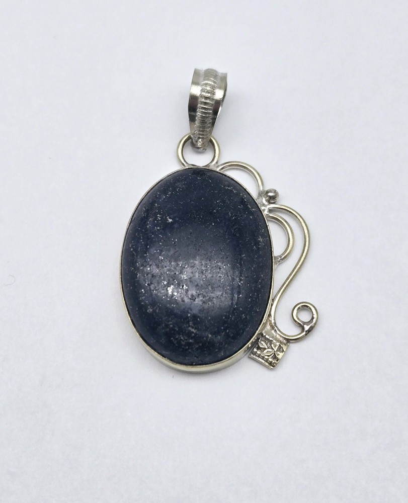Vintage Sterling Silver Taxco Lapis Lazuli Blue Gemstone MCM Drop Pendant - 10g