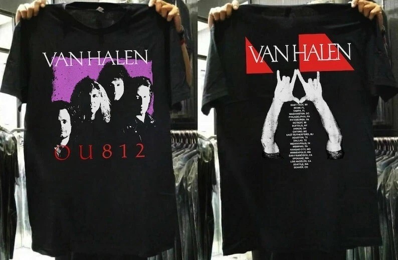 1988 Van Halen OU812 Tour Black T-Shirt, 80s Van Halen Rock Band Tour Concert