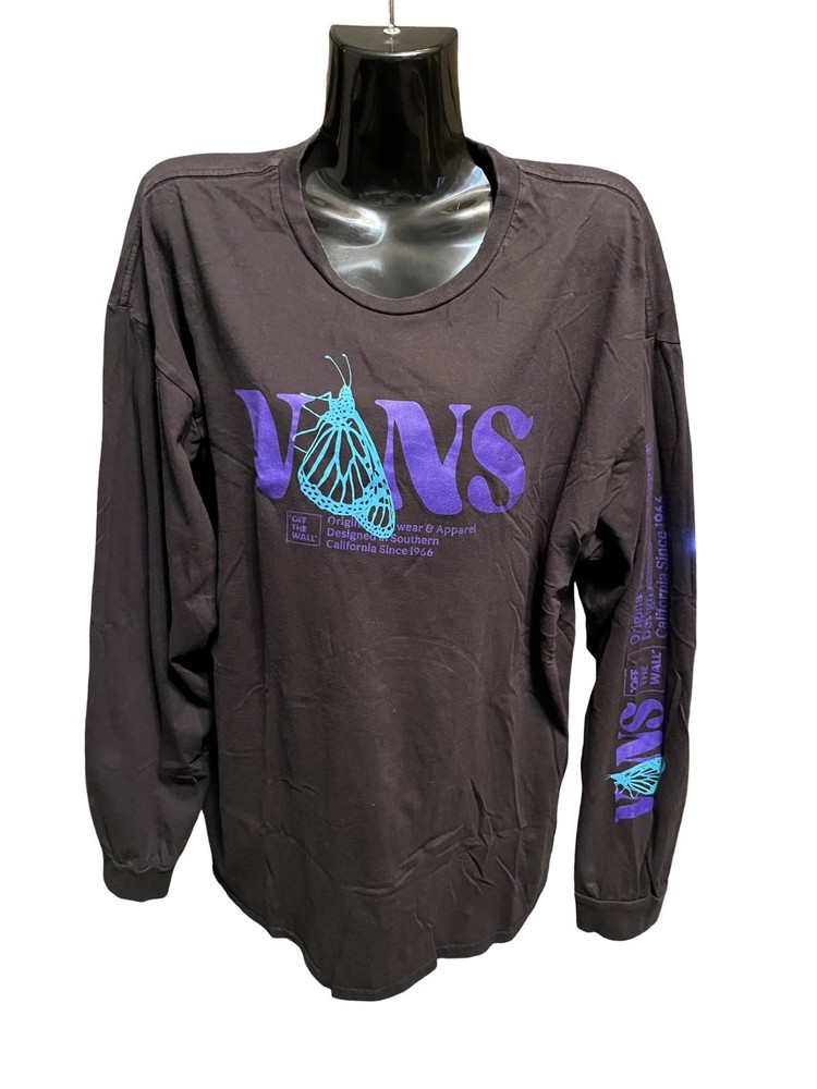 Vans “Off The Wall” Long Sleeve Black Size XL Butterfly Vans Logo T- Shirt