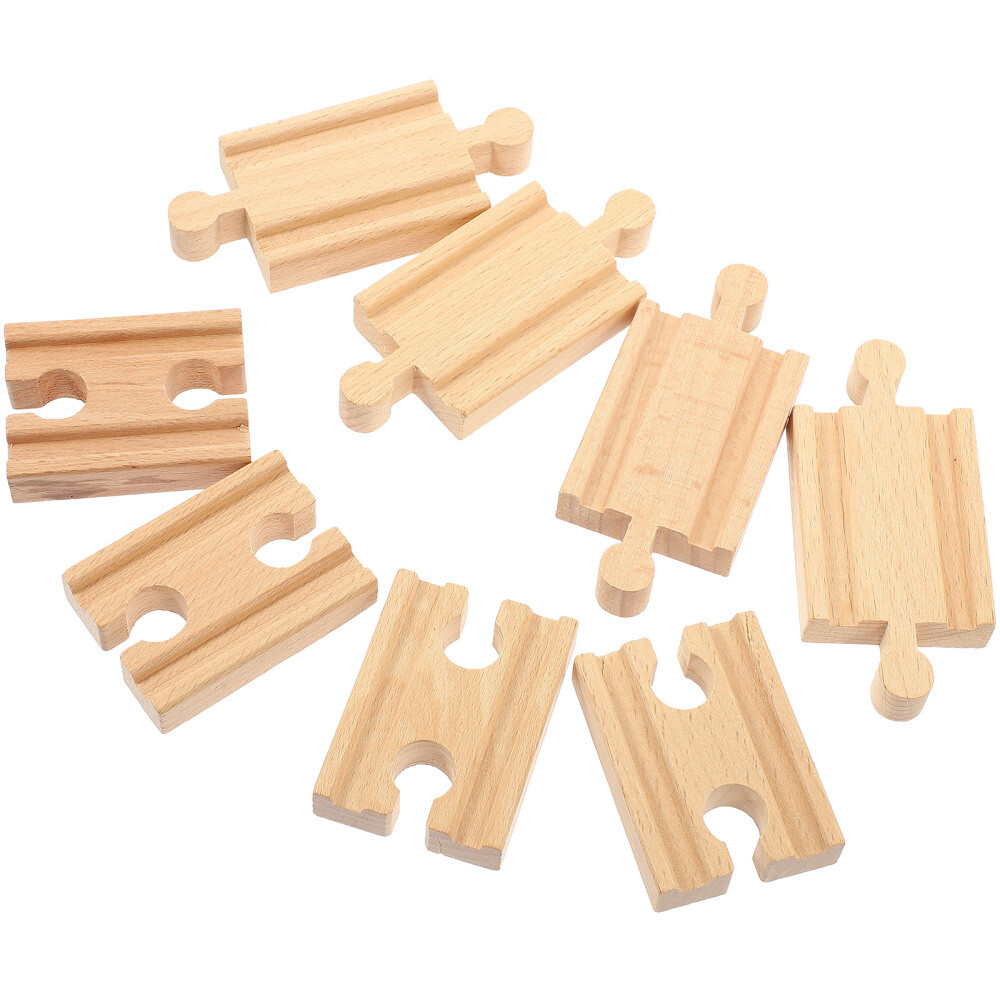 8pcs Wooden Train Track Expansion Set Fits Most Wooden Railway Kits