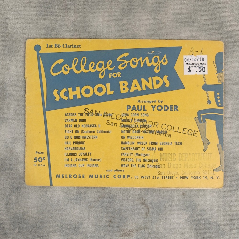 1950s College & Showcase Band Books 1st Bb Clarinet Paul Yoder Lot 2 Sheet Music