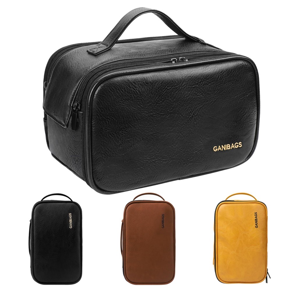 Toiletry Bag For Men Travel Organizer Leather Dopp Kit Waterresistant Shaving Ba