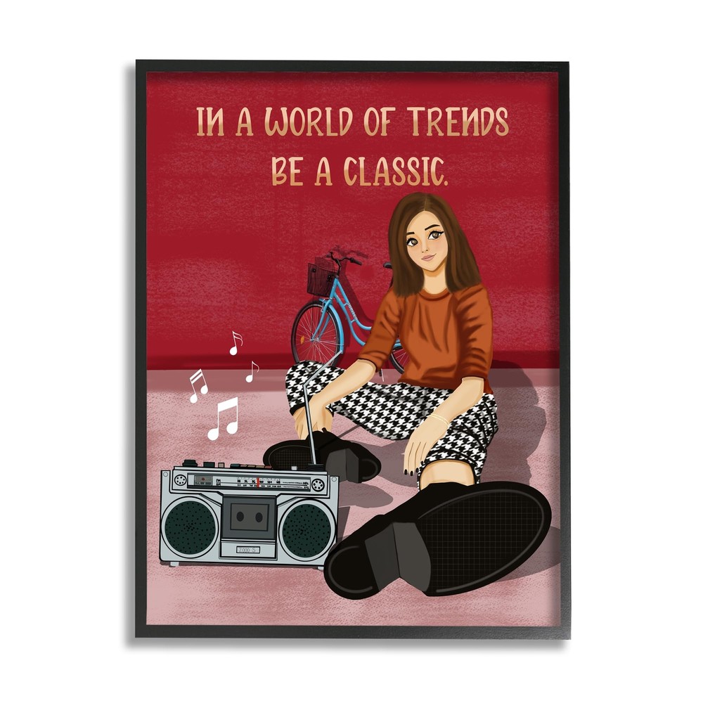 Motivational Girl with Boombox Framed Giclee Art by Saba Rauf