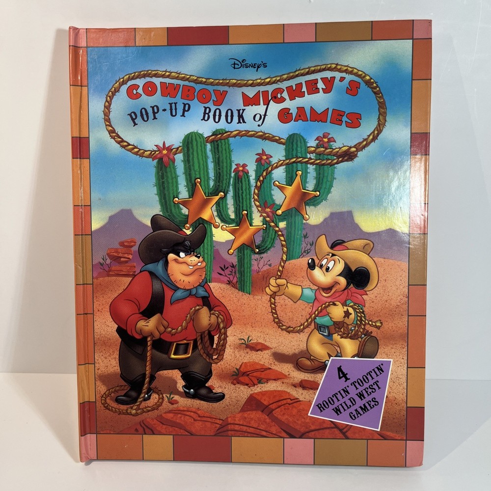 Vtg Disney's Cowboy Mickey's Pop-Up Book of Games by Vaccaro Associates Hardback