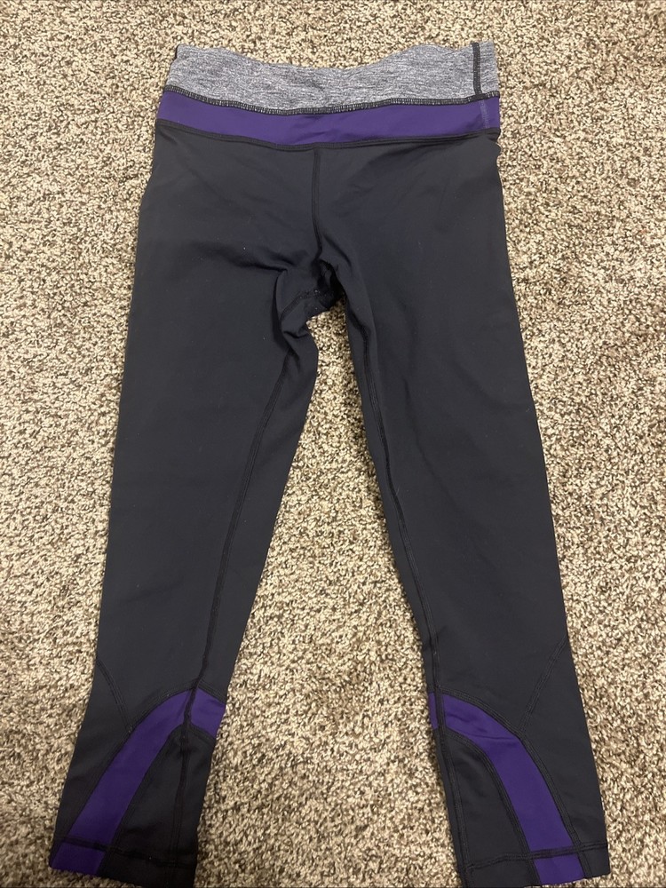 Lululemon leggings Run inspire crop II Black Purple Womens