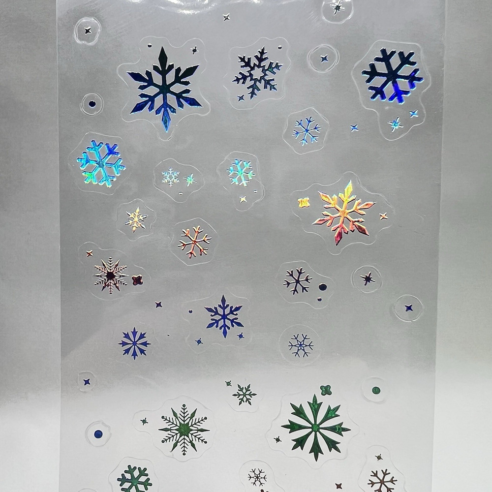 Holographic Snowflake Stickers Silver Foil Junk Journal Collage Scrapbooking