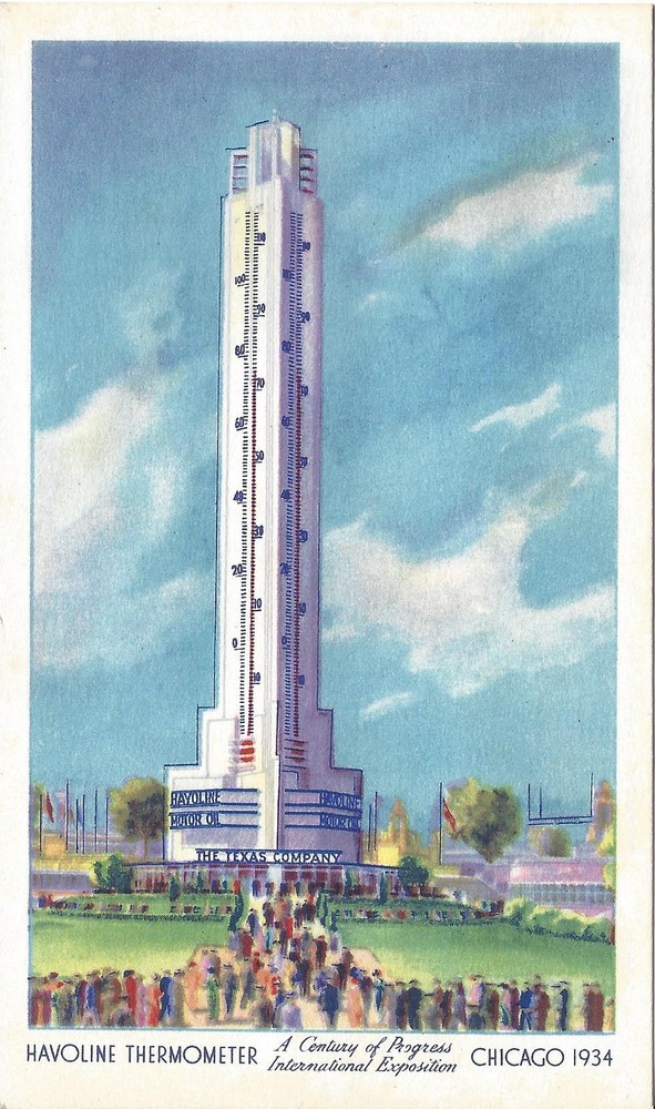 Havoline Thermometer~Chicago Century of Progress Intl Expo 1934~Indian Refining