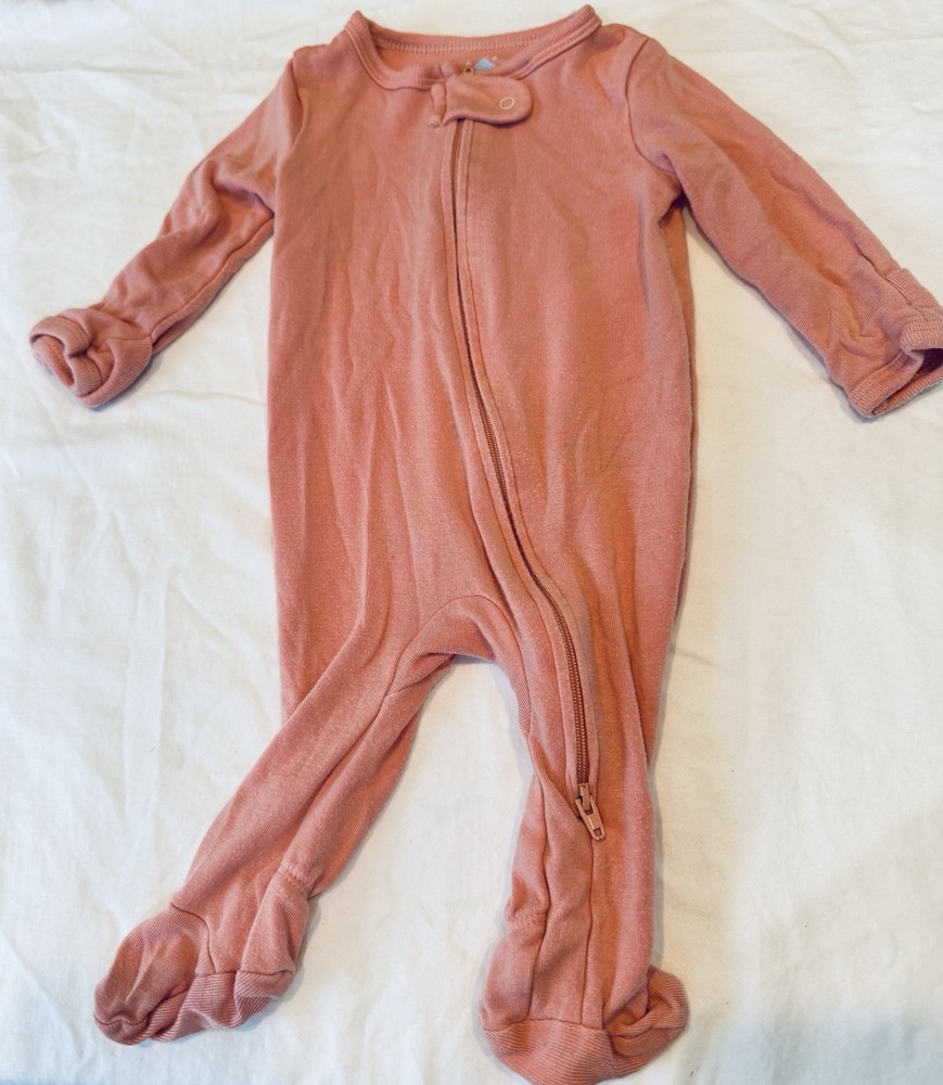 cloud island Coral One-Piece  Footed Sleeper 0-3 Months Long Sleeve Cotton Zip