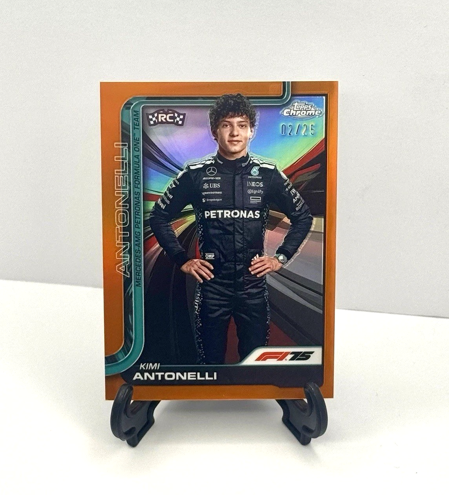 2025 Topps Chrome Formula 1 F1 Kimi Antonelli #8 Orange /25 Portrait RC SP