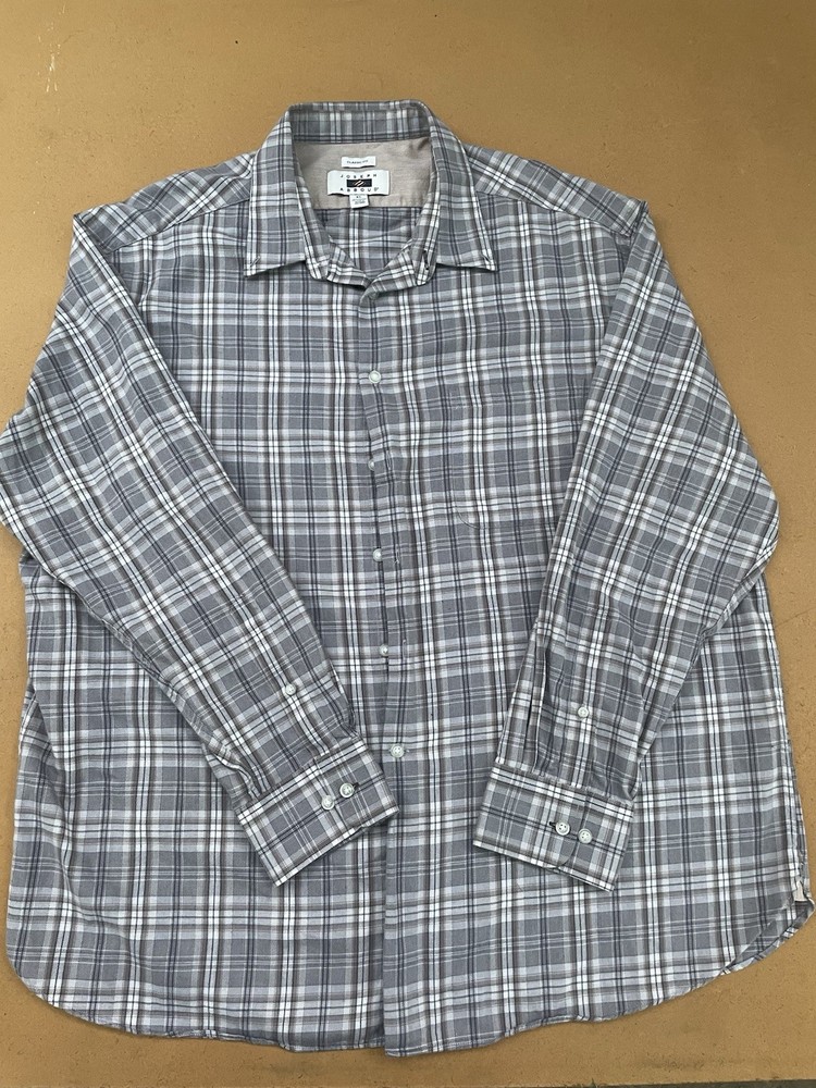 Joseph Abboud Classic Fit Plaid Button Down Shirt Large Cotton Cashmere Blend