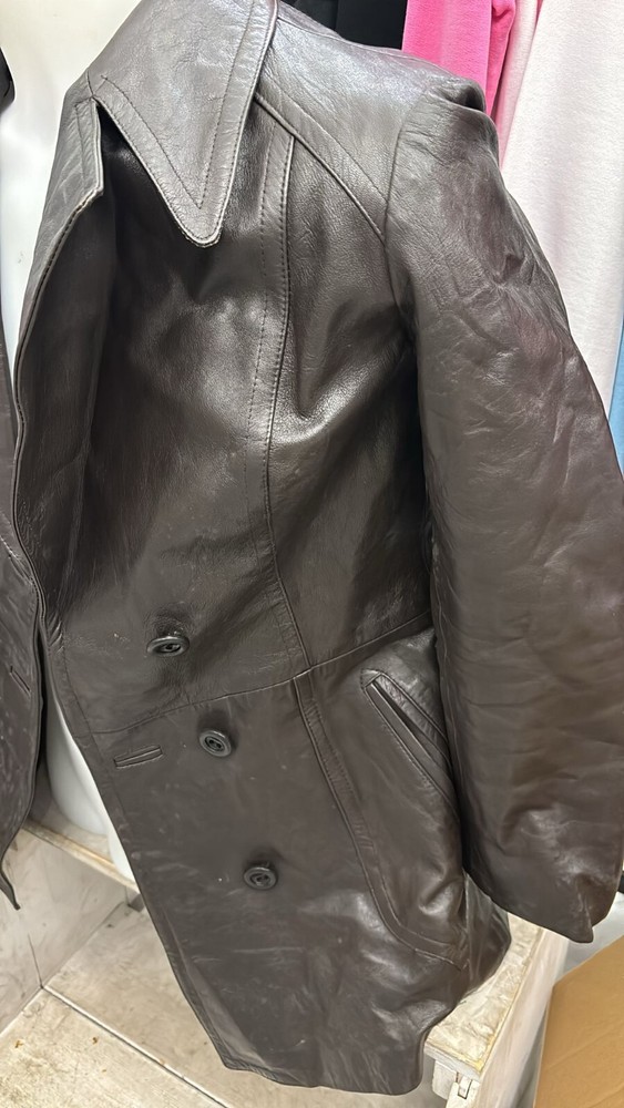 Vintage Brown Leather Jacket for Women Size 46 LLD241