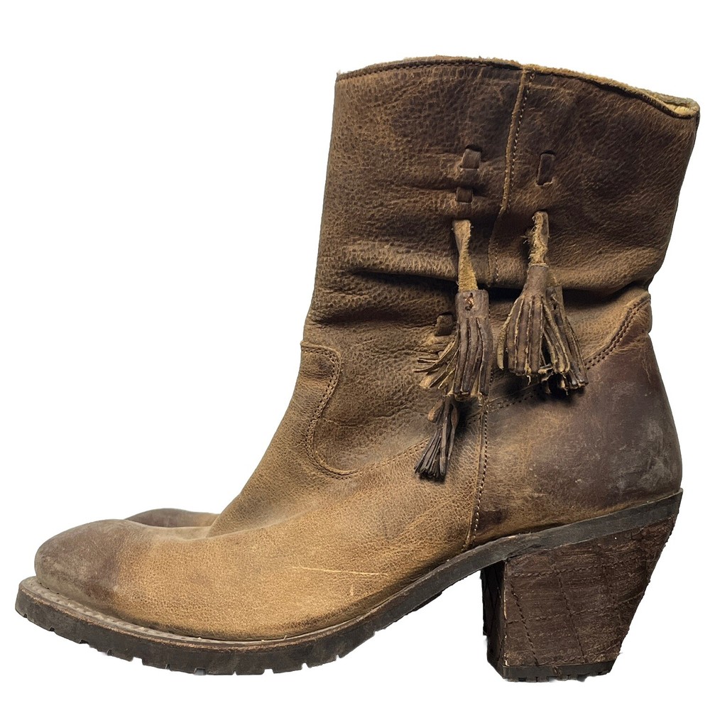 Justin Boots Ankle Rustico Distressed Leather Tassel Western Zip Up Women Size 7