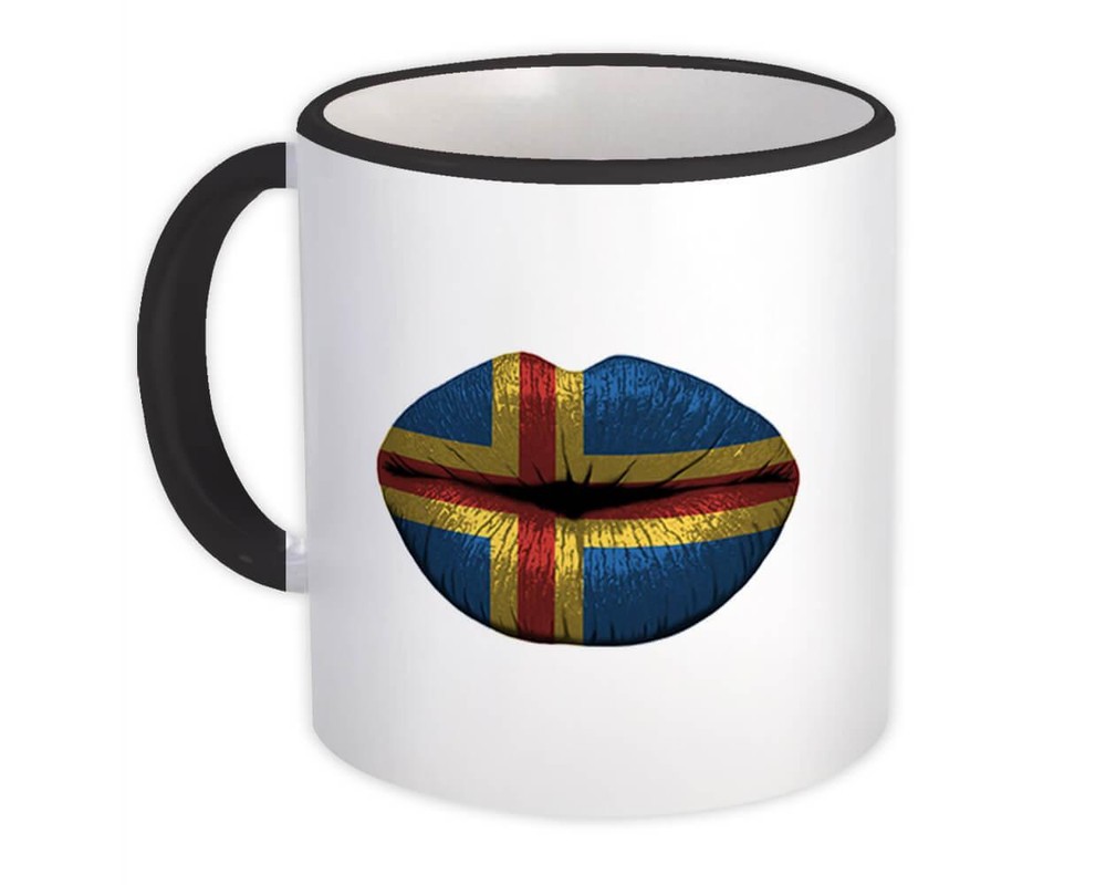 Gift Mug : Lips Aland Islands Flag Expat Country For Her Woman Feminine Souvenir