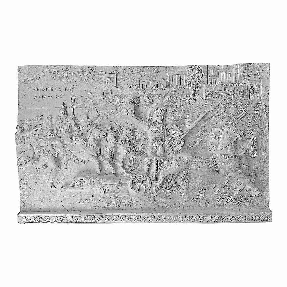 Bas relief Triumph of Achilles Hector Body Cast Stone Greek Sculpture Wall Decor-image