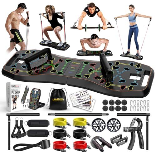 Portable Home Gym System: Large Compact Push Up Board, Pilates Bar H4-Ultimate