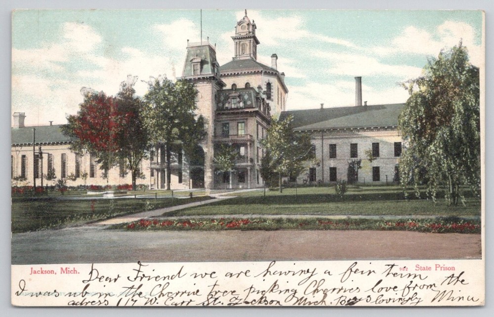 Jackson Michigan State Prison Postcard 1909 Historic Michigan Jail