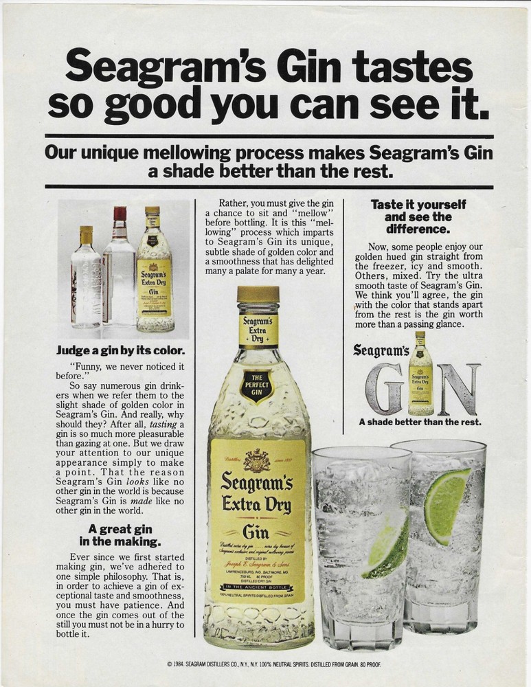 Seagram's Gin Original Print Ad