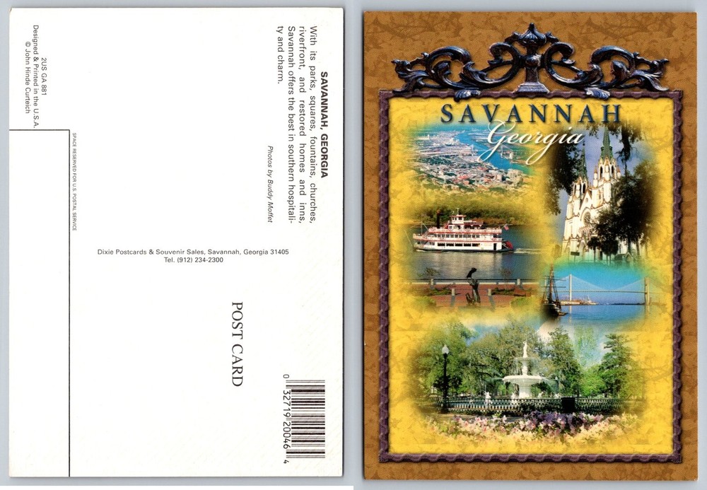 Savannah Georgia Multi-View Postcard John Hinde Curteich Riverboat Cathedral
