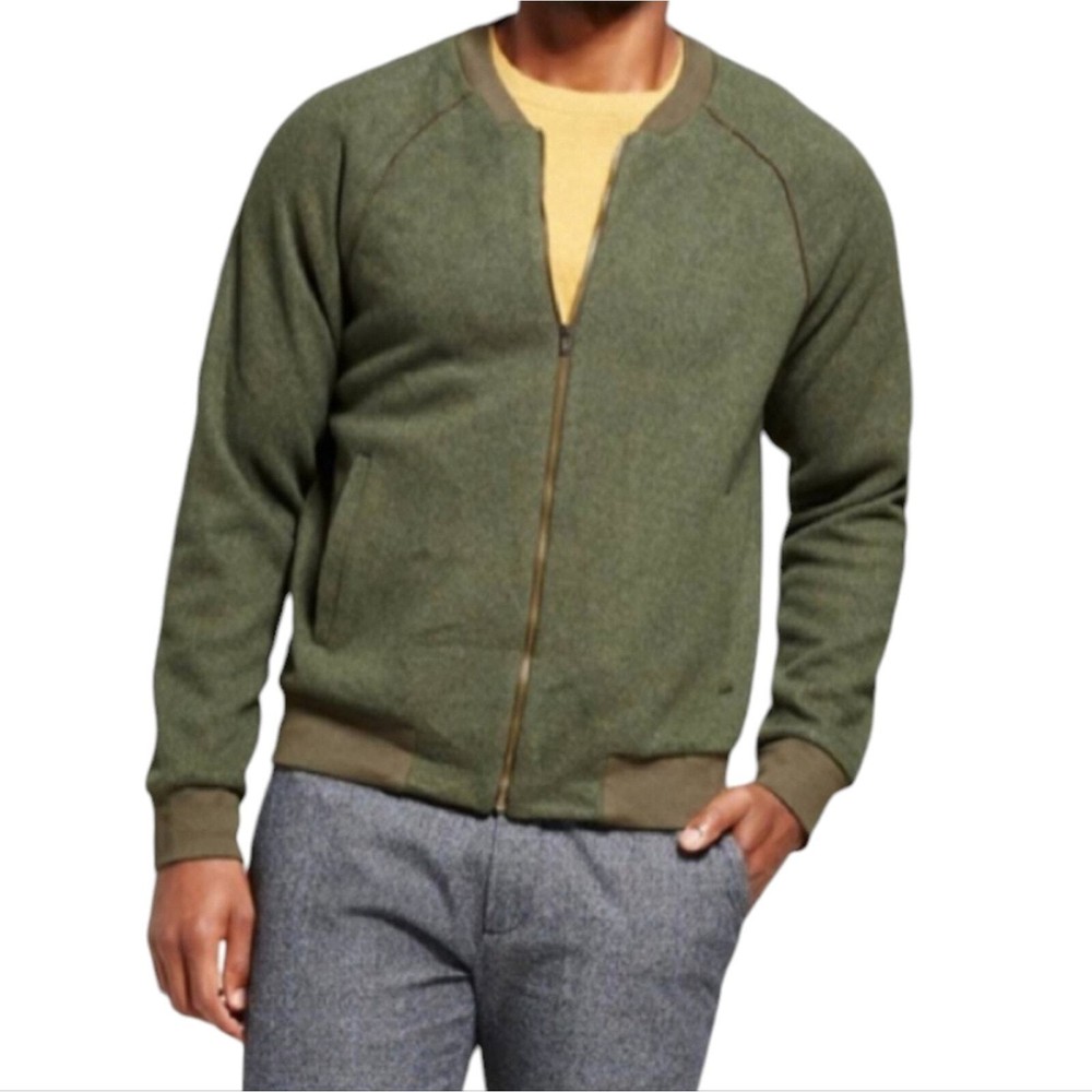 Goodfellow Green Wool Fleece Bomber Zip Up Jacket XL NWT