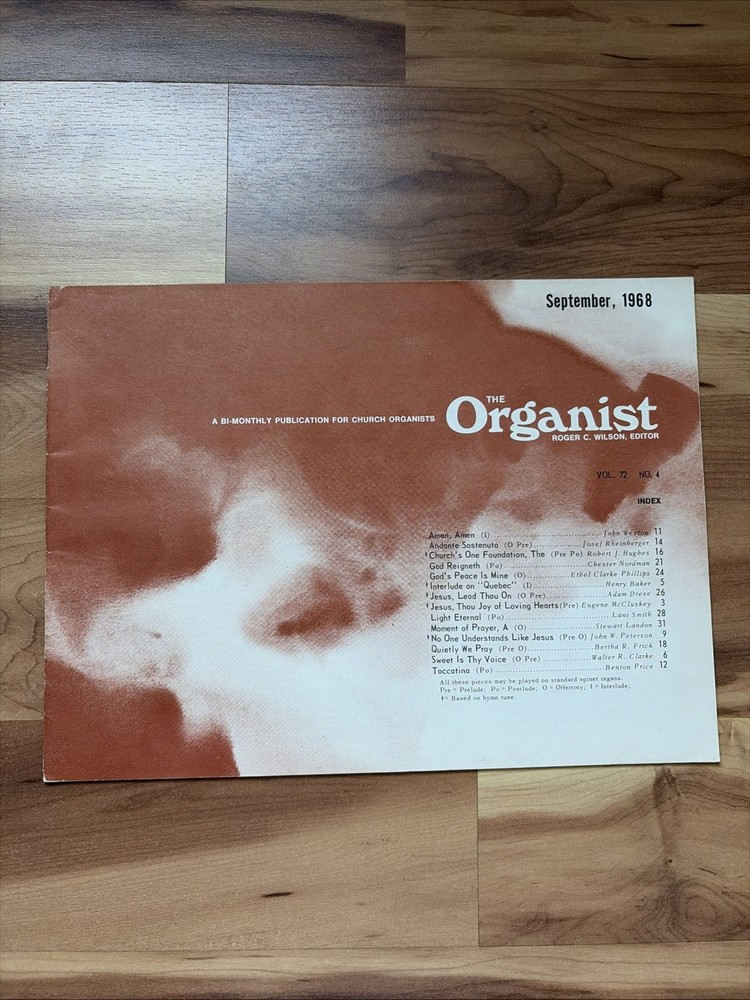 Vintage Sheet Music The Organist Church Organ Magazine Sept 1968 Vol 72 No 4