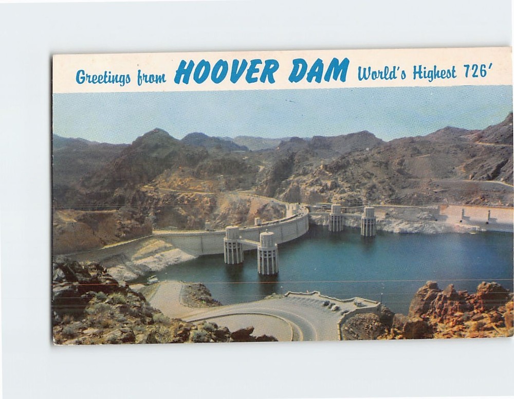 Postcard Upstream Face of Hoover Dam USA