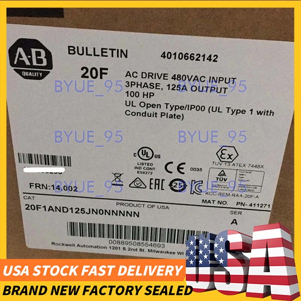 Allen‑Bradley 20F1AND125JN0NNNNN 125A 75HP HD VFD PowerFlex 753 Air Cooled