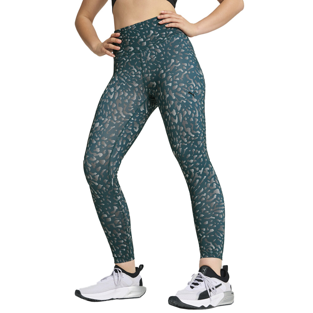 Puma Train Fave High Waisted 78 Graphic Training Athletic Leggings Womens Green