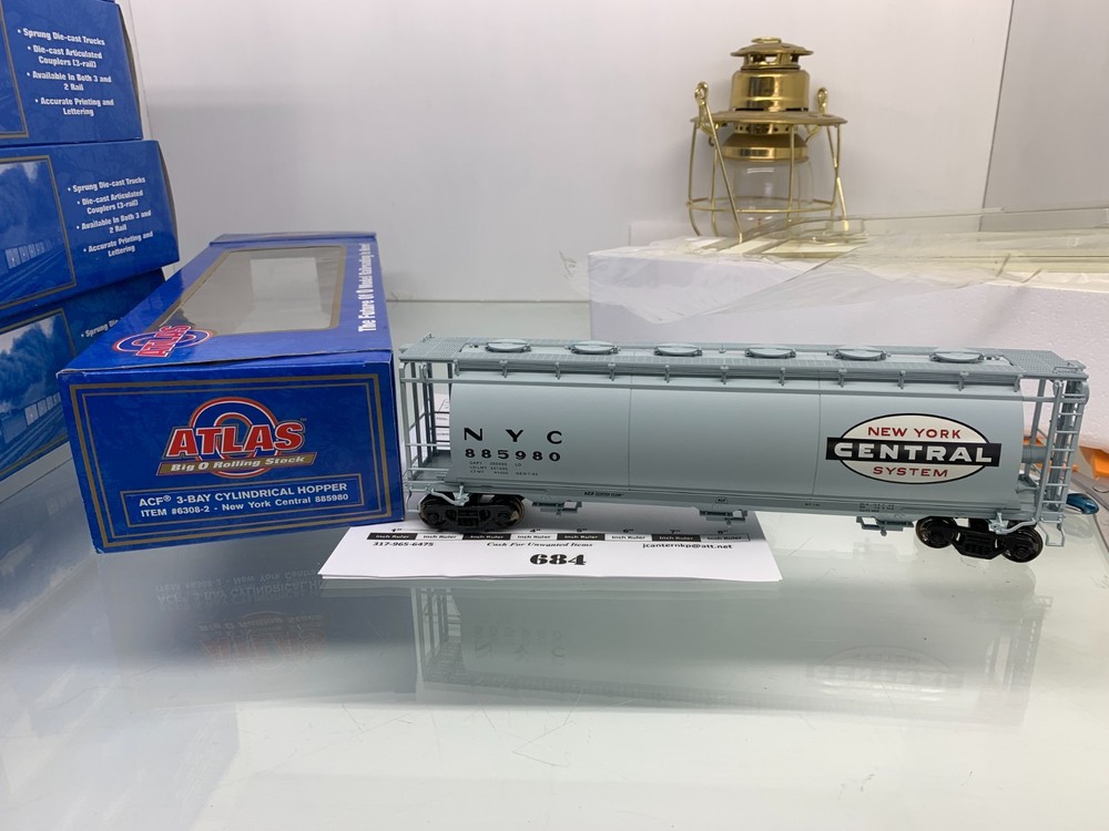 684 Atlas ACF 3 Bay Cylindrical Hopper New York Central Plastic O Scale 2 Rail