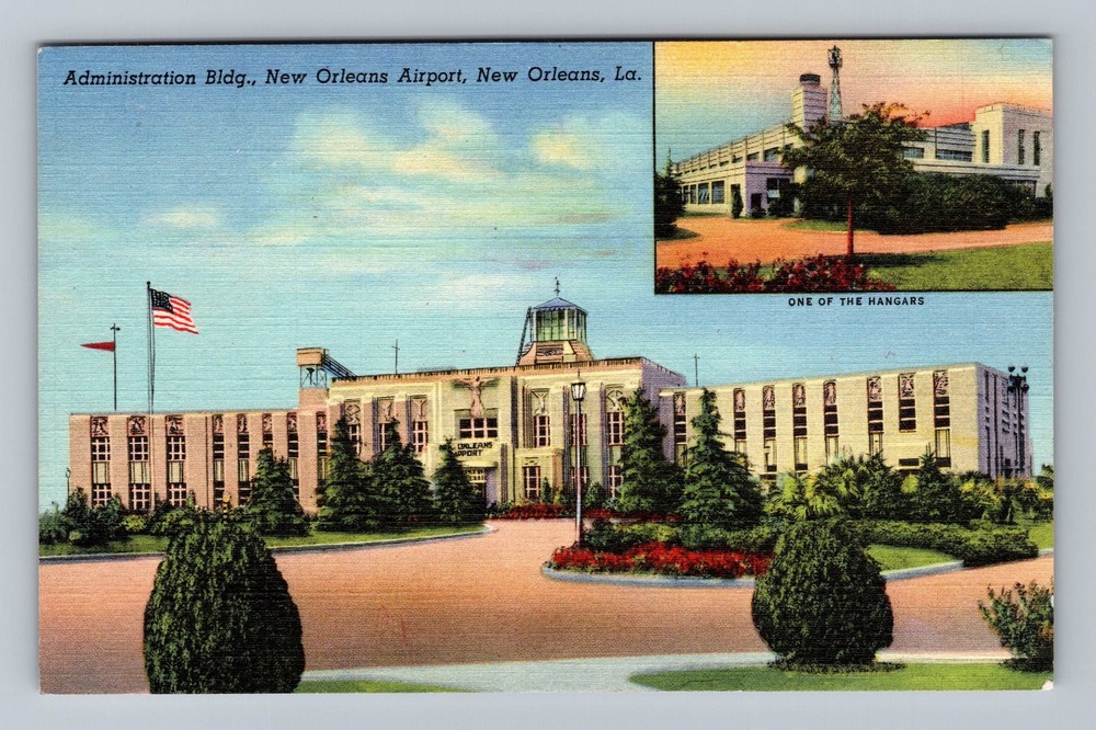 New Orleans LA-Louisiana Administration Building Airport Vintage Postcard